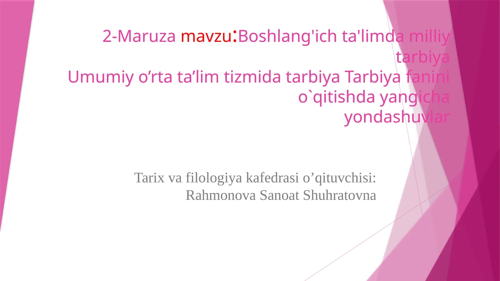 Boshlang'ich ta'limda milliy tarbiya