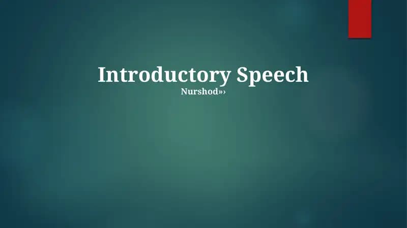 Introductory Speech