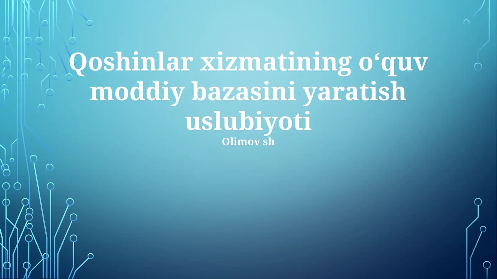 Qoshinlar xizmatining oʻquv moddiy bazasini yaratish uslubiyoti