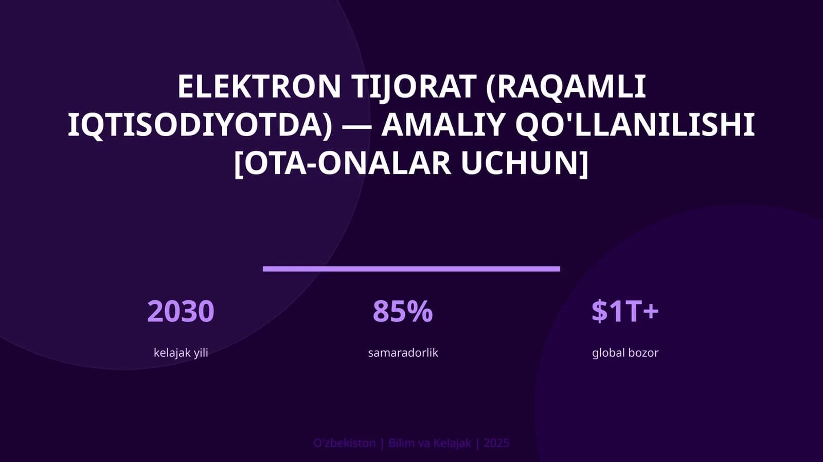 Elektron tijorat (raqamli iqtisodiyotda) — amaliy qo'llanilishi [ota-onalar uchun]
