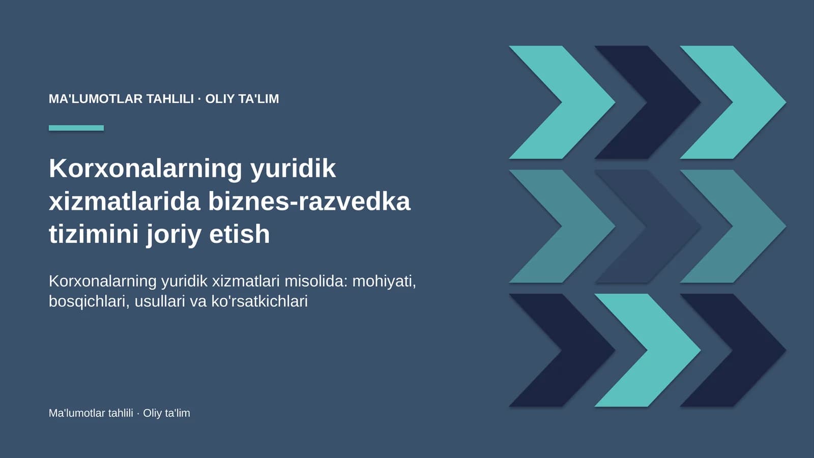Korxonalarning yuridik xizmatlarida biznes-razvedka tizimini joriy etish