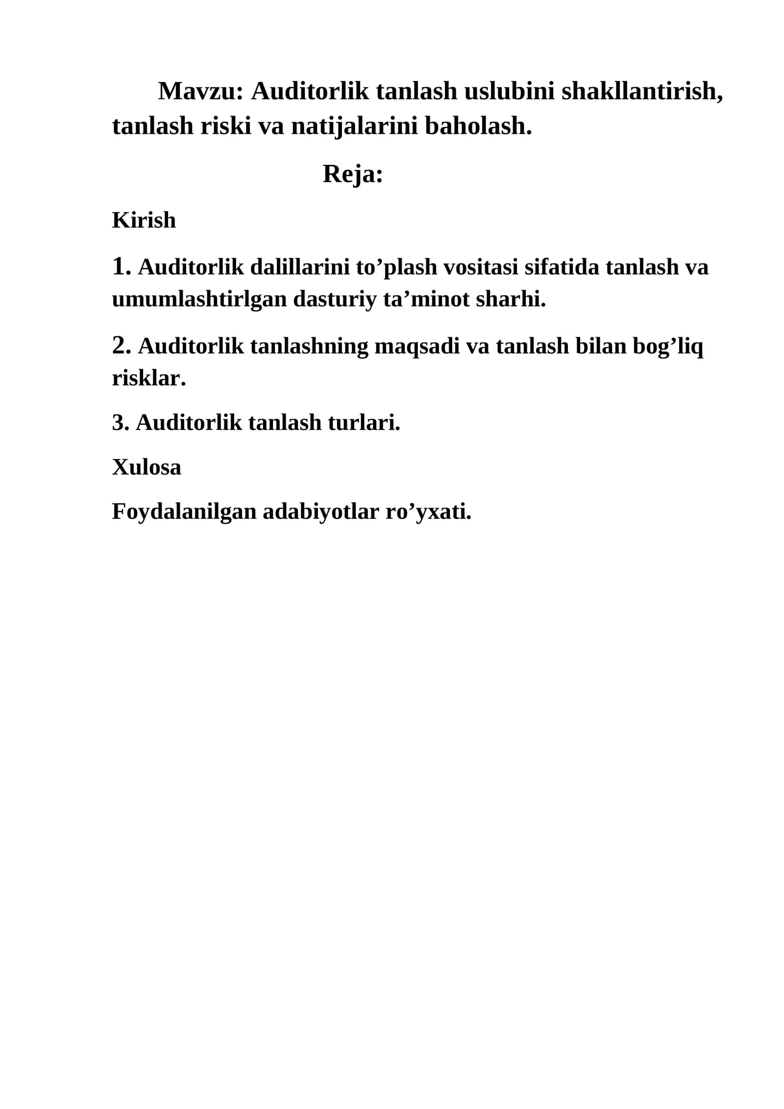 Auditorlik tanlash uslubi
