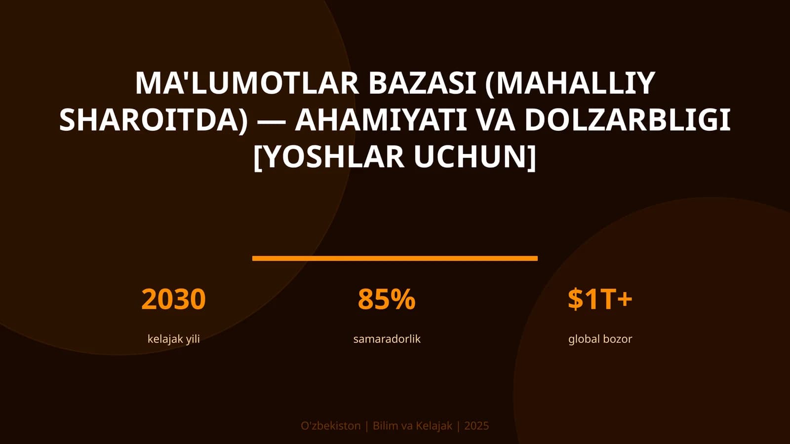Ma'lumotlar bazasi (mahalliy sharoitda) — ahamiyati va dolzarbligi [yoshlar uchun]