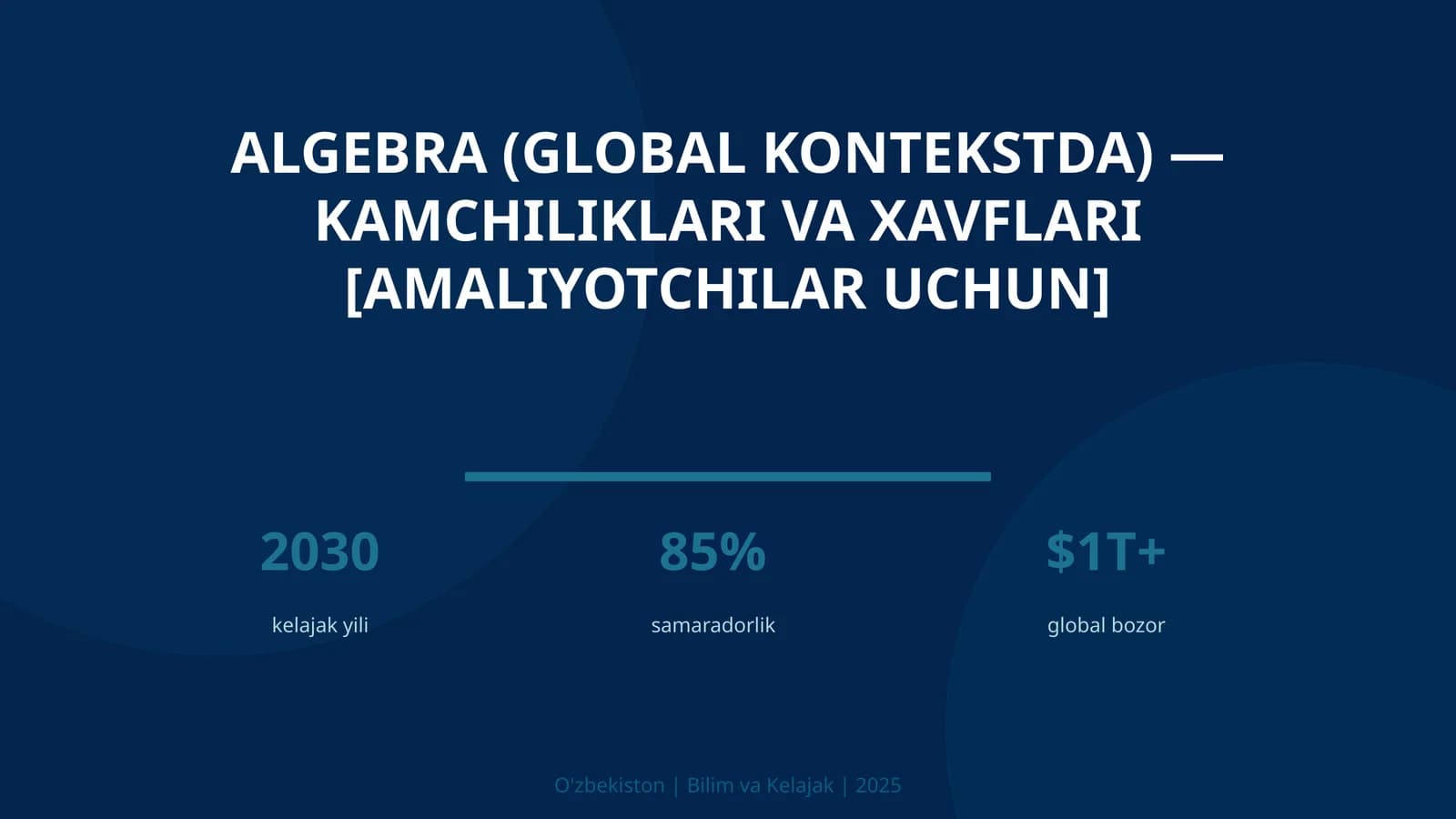ALGEBRA (GLOBAL KONTEKSTDA) — KAMCHILIKLARI VA XAVFLARI [AMALIYOTCHILAR UCHUN]