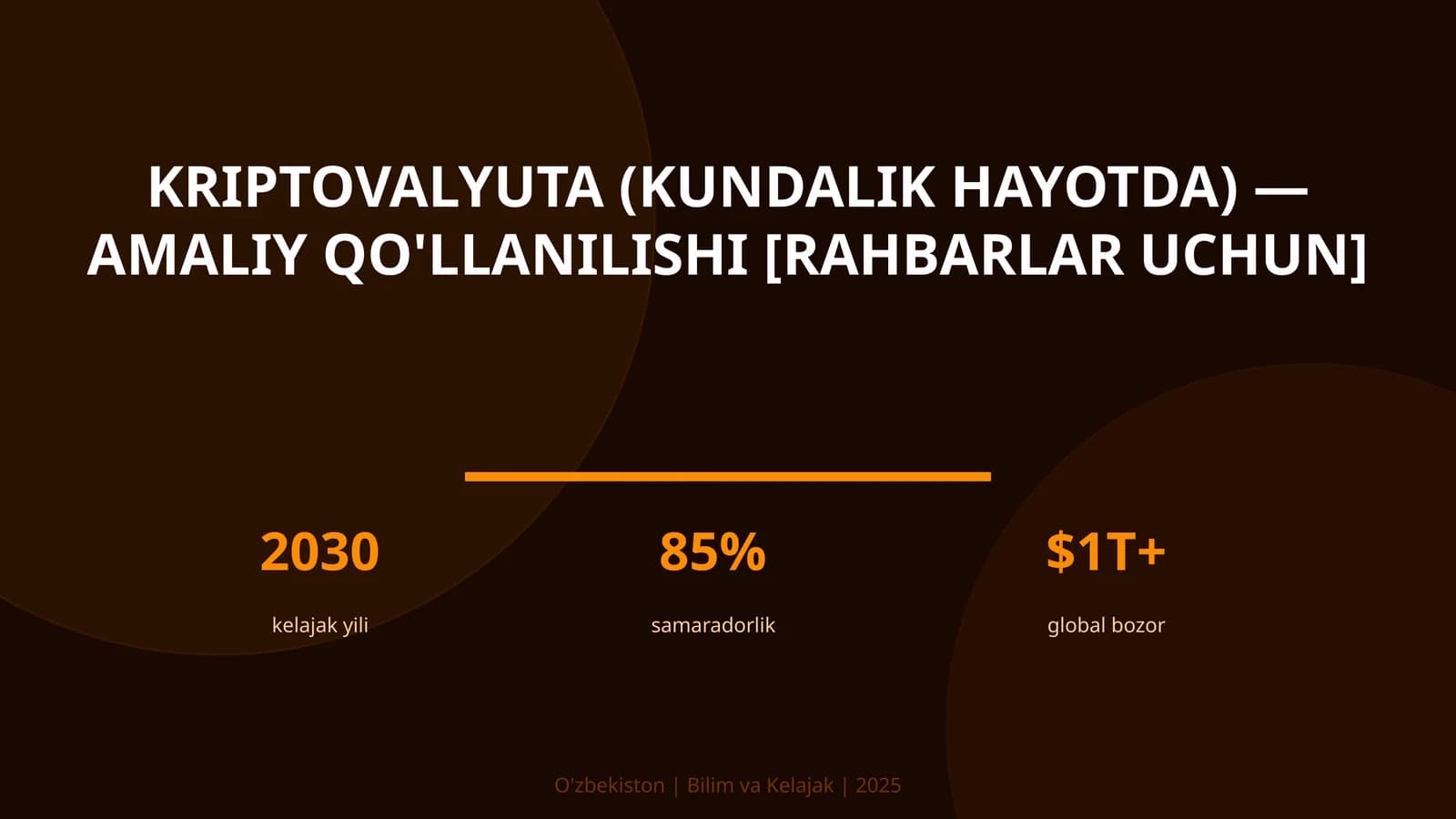 KRIPTOVALYUTA (KUNDALIK HAYOTDA) — AMALIY QO'LLANILISHI [RAHBARLAR UCHUN]