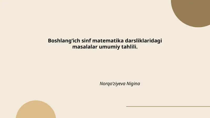 Arifmetik amallarni o‘rgatish metodikasi