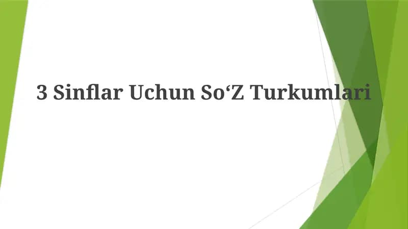 3 Sinflar UchunSo‘ZTurkumlari