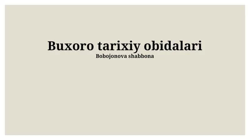 Buxoro tarixiy obidalari