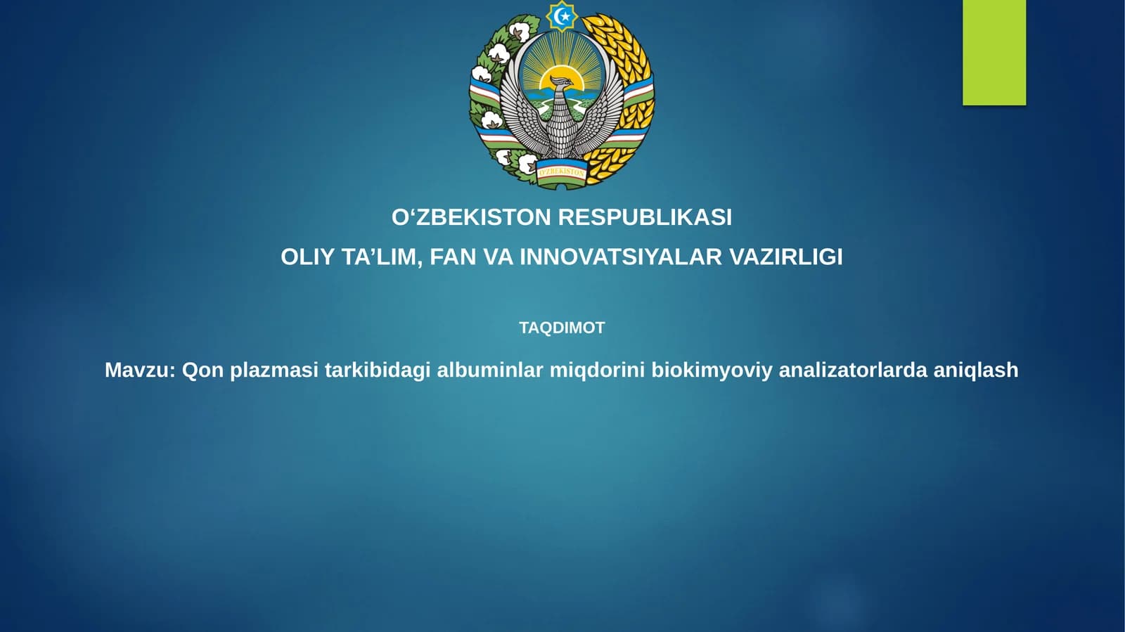 Qonplazma sitarkibida gliserinni aniqlash