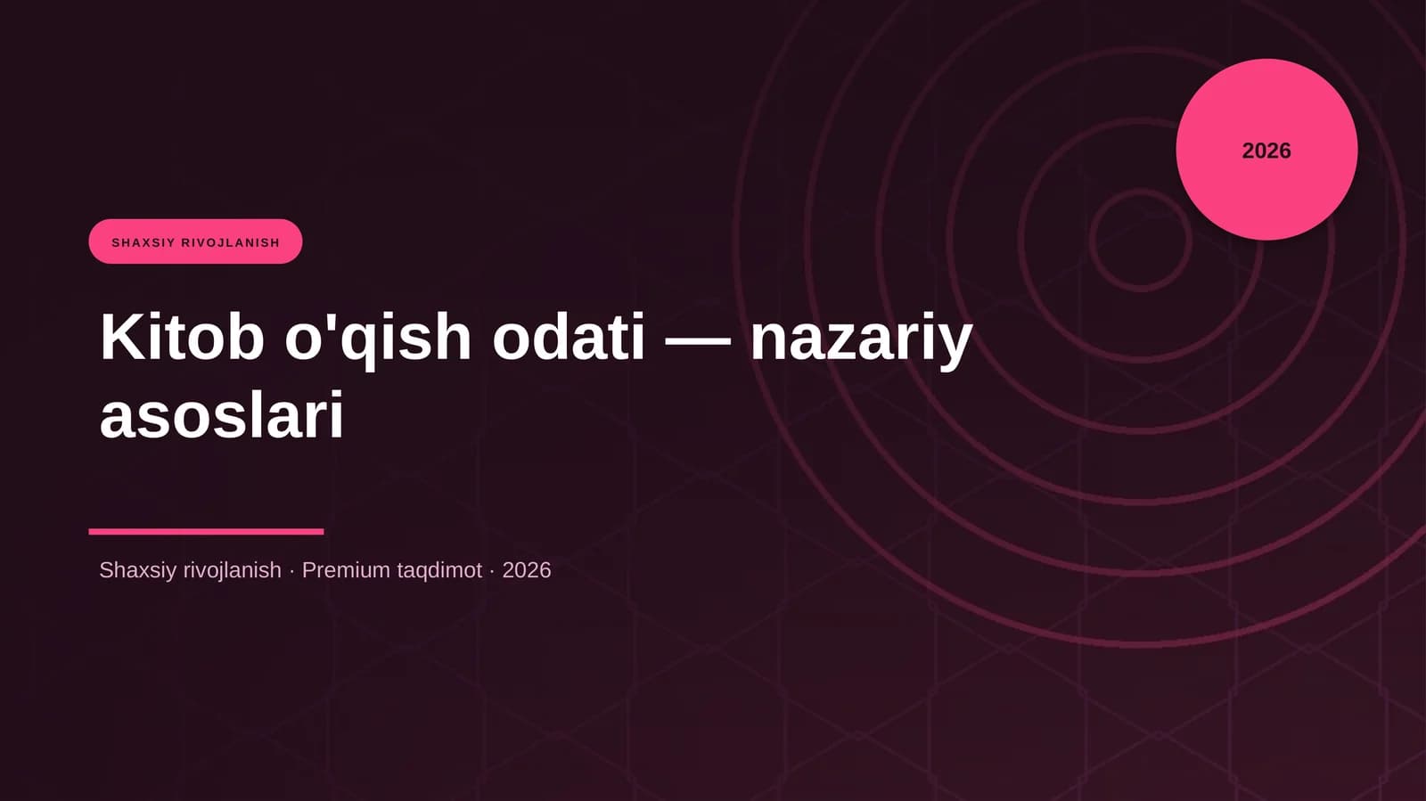 Kitob o'qish odati — nazariy asoslari