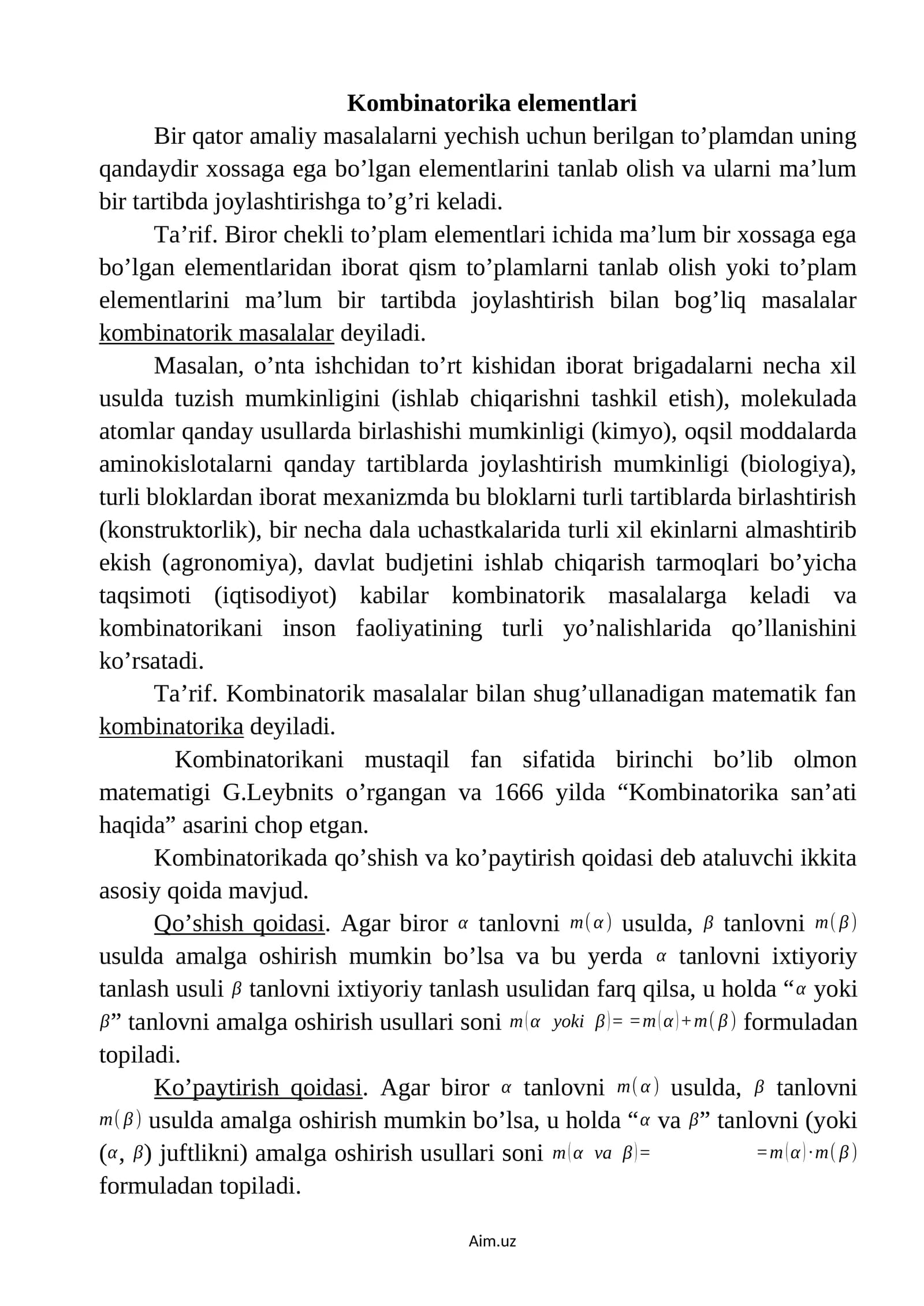Kombinatorika elementlari
