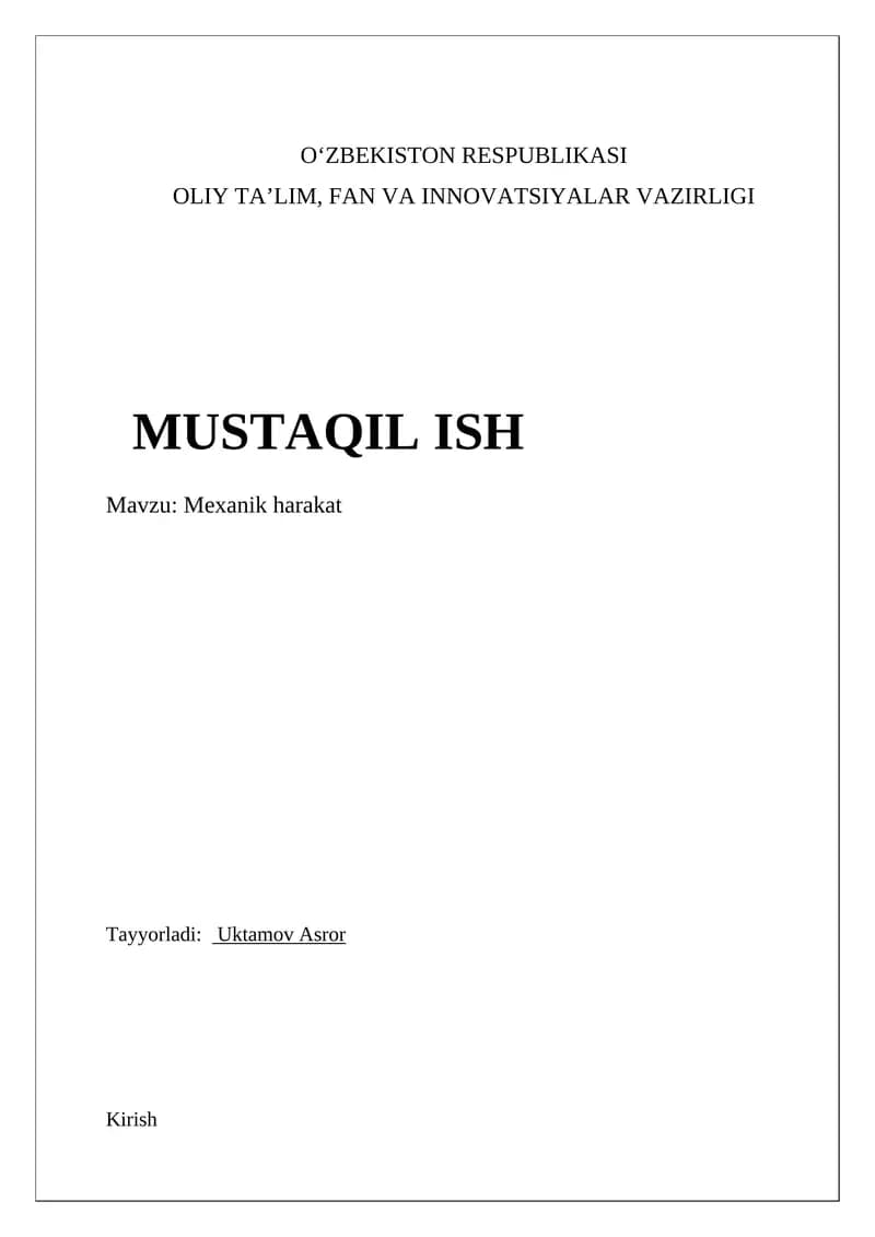 Mexanik harakat