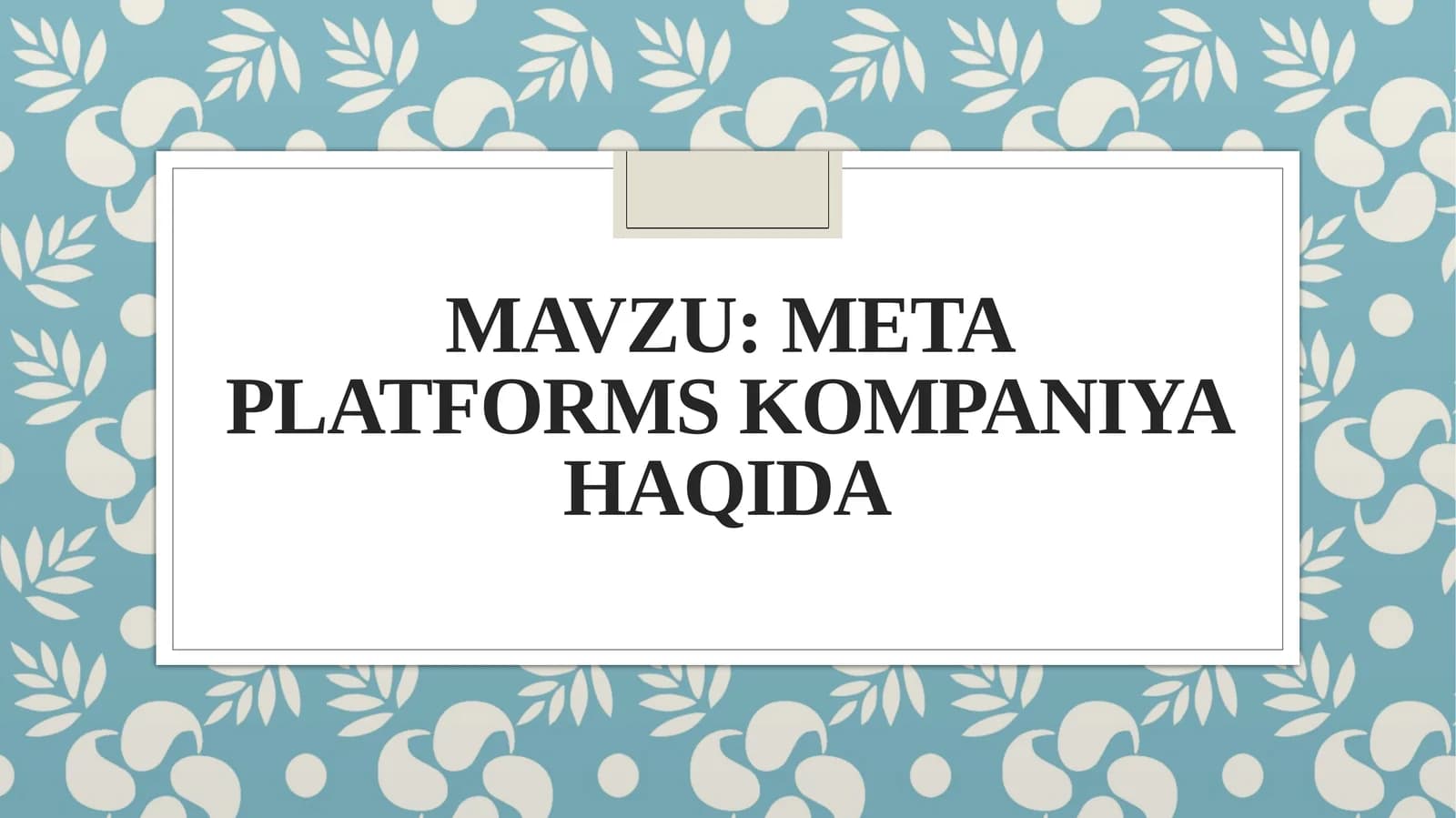 Meta platforms kompaniya haqida