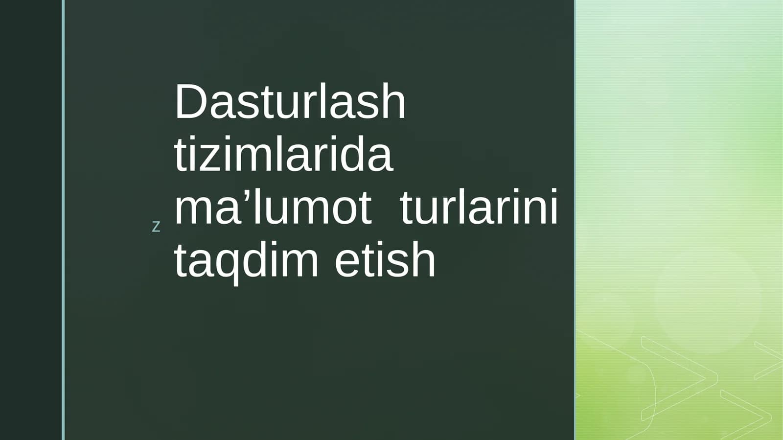 Ma’lumot turlarini taqdim etish