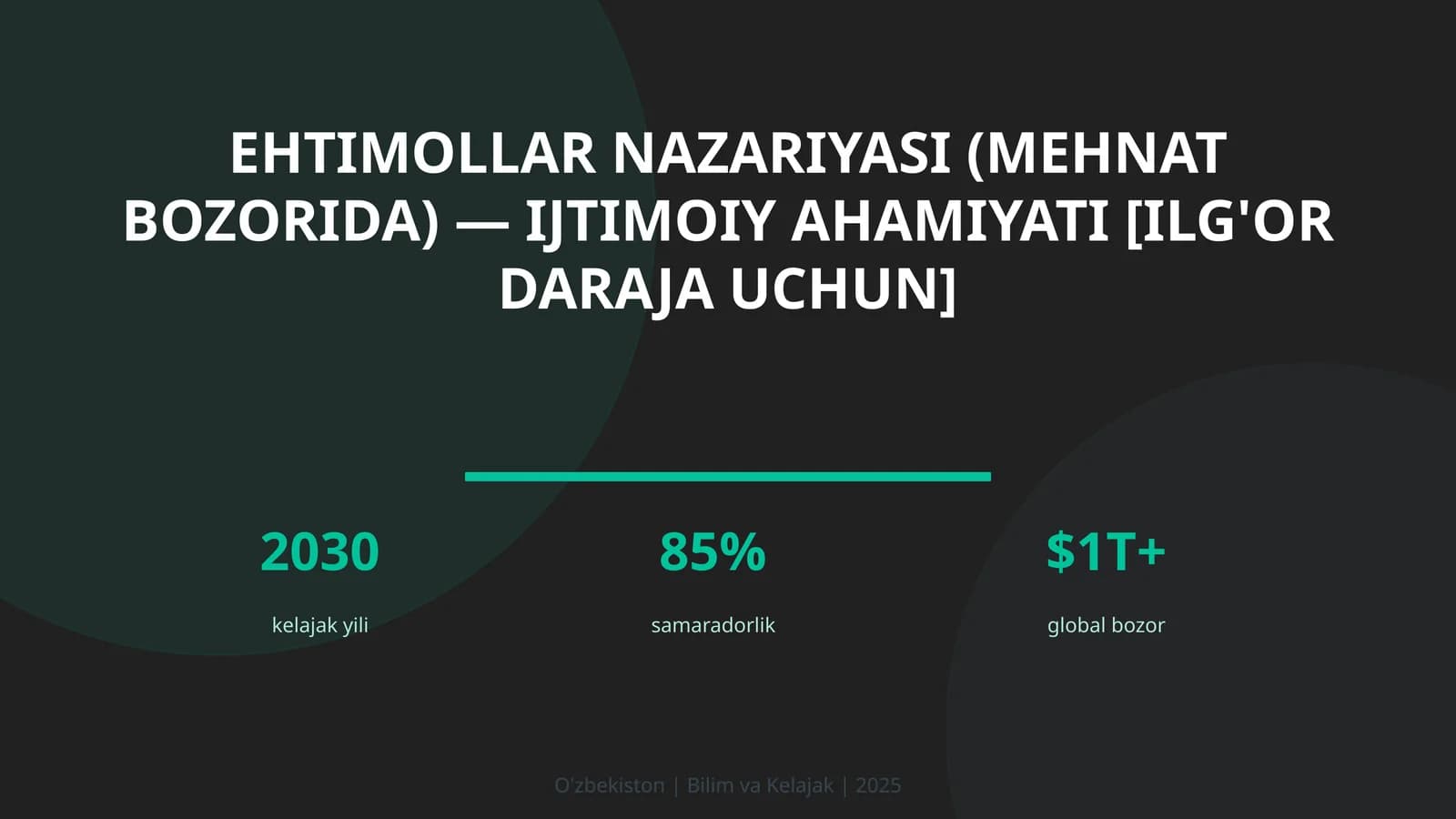 Ehtimollar nazariyasi (mehnat bozorida) — ijtimoiy ahamiyati [ilg'or daraja uchun]