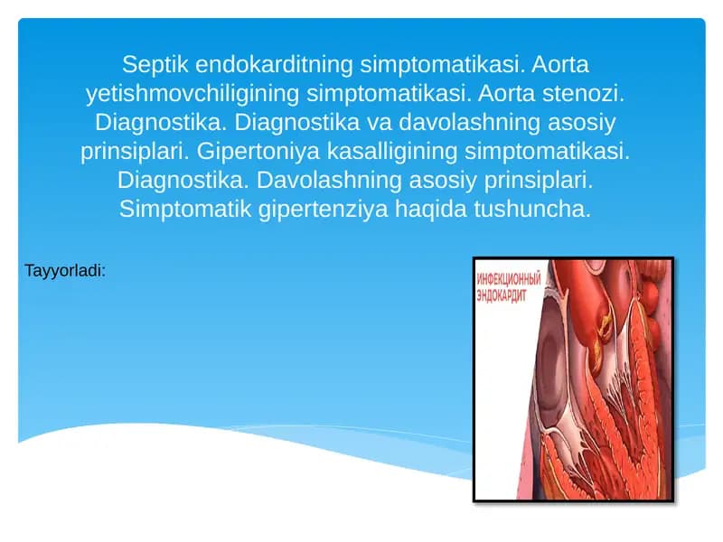 Septik endokarditning siptomatologiyasi