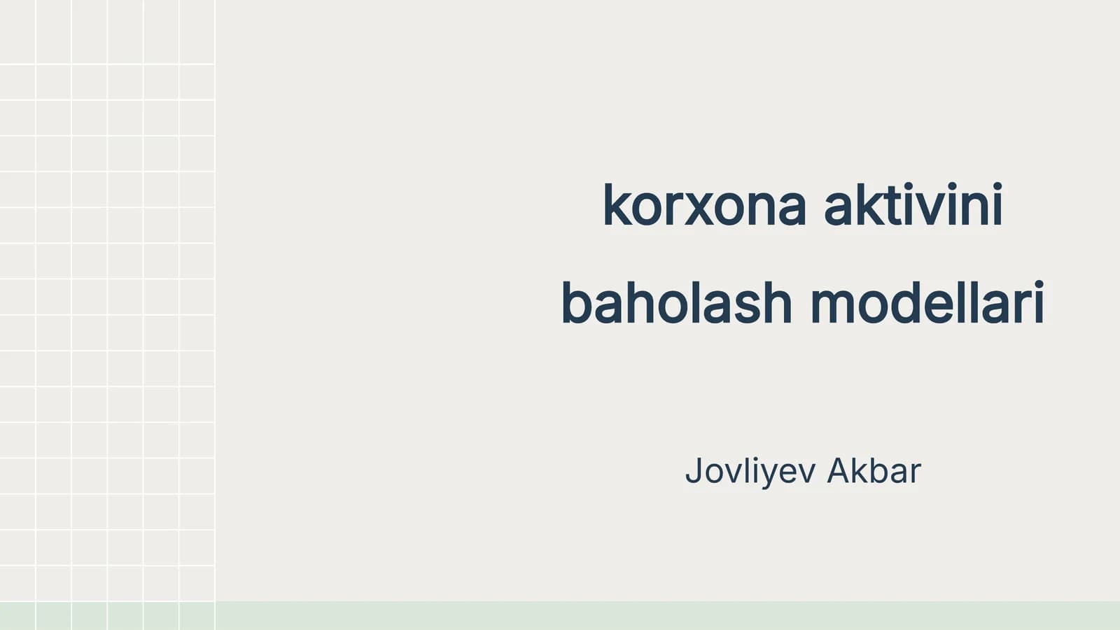 korxona aktivini baholash modellari