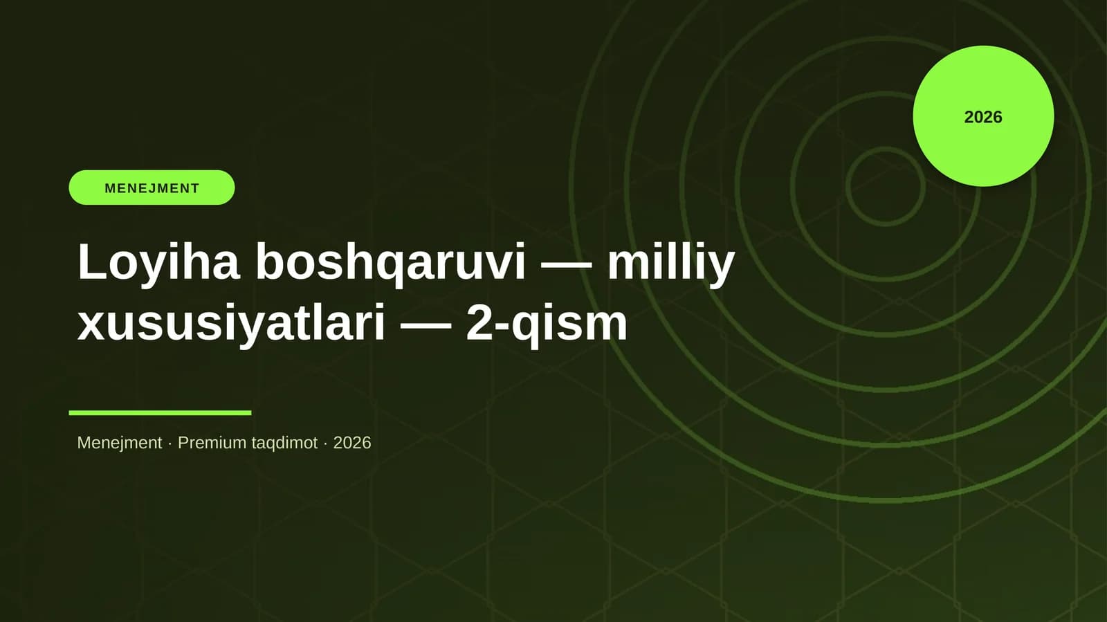 Loyiha boshqaruvi — milliy xususiyatlari — 2-qism