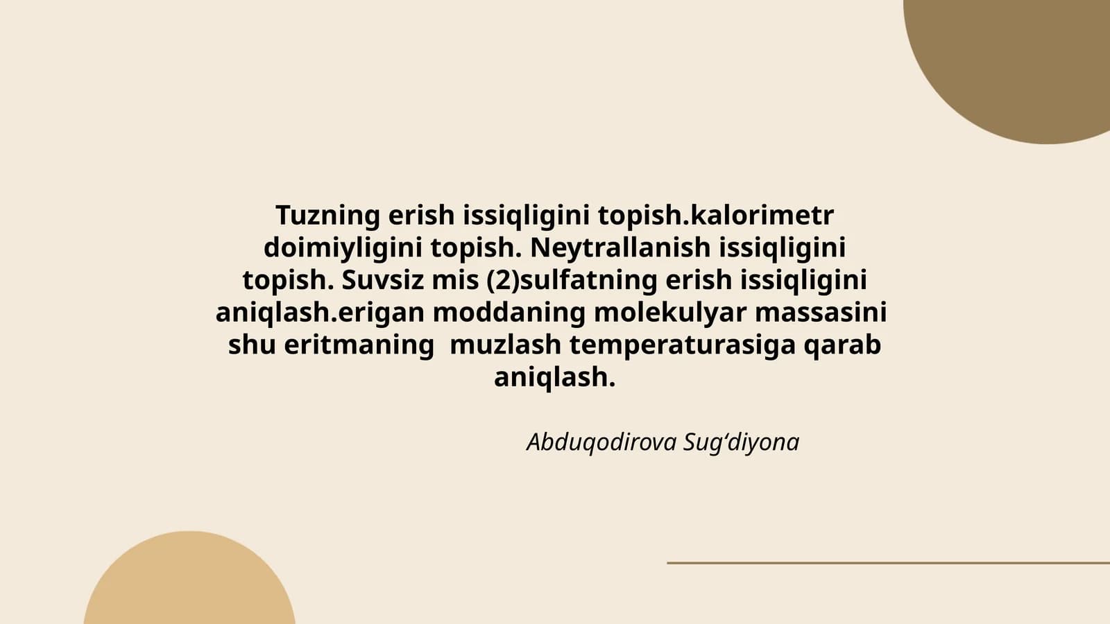 Tuzning erish issiqligini topish