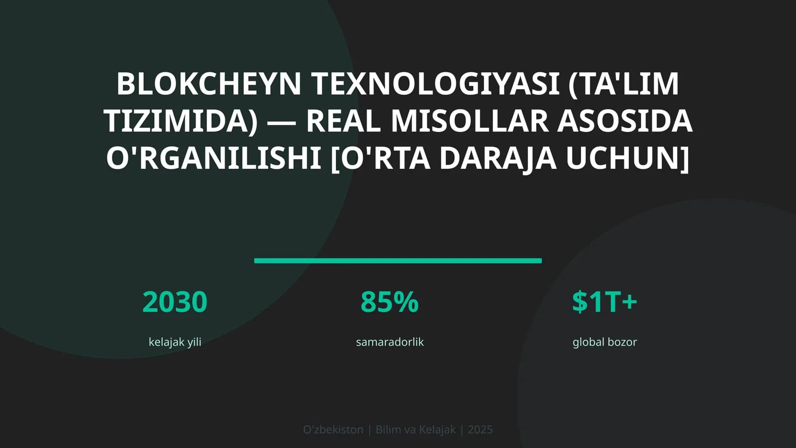 Blokcheyn texnologiyasi (ta'lim tizimida) — real misollar asosida o'rganilishi [o'rta daraja uchun]