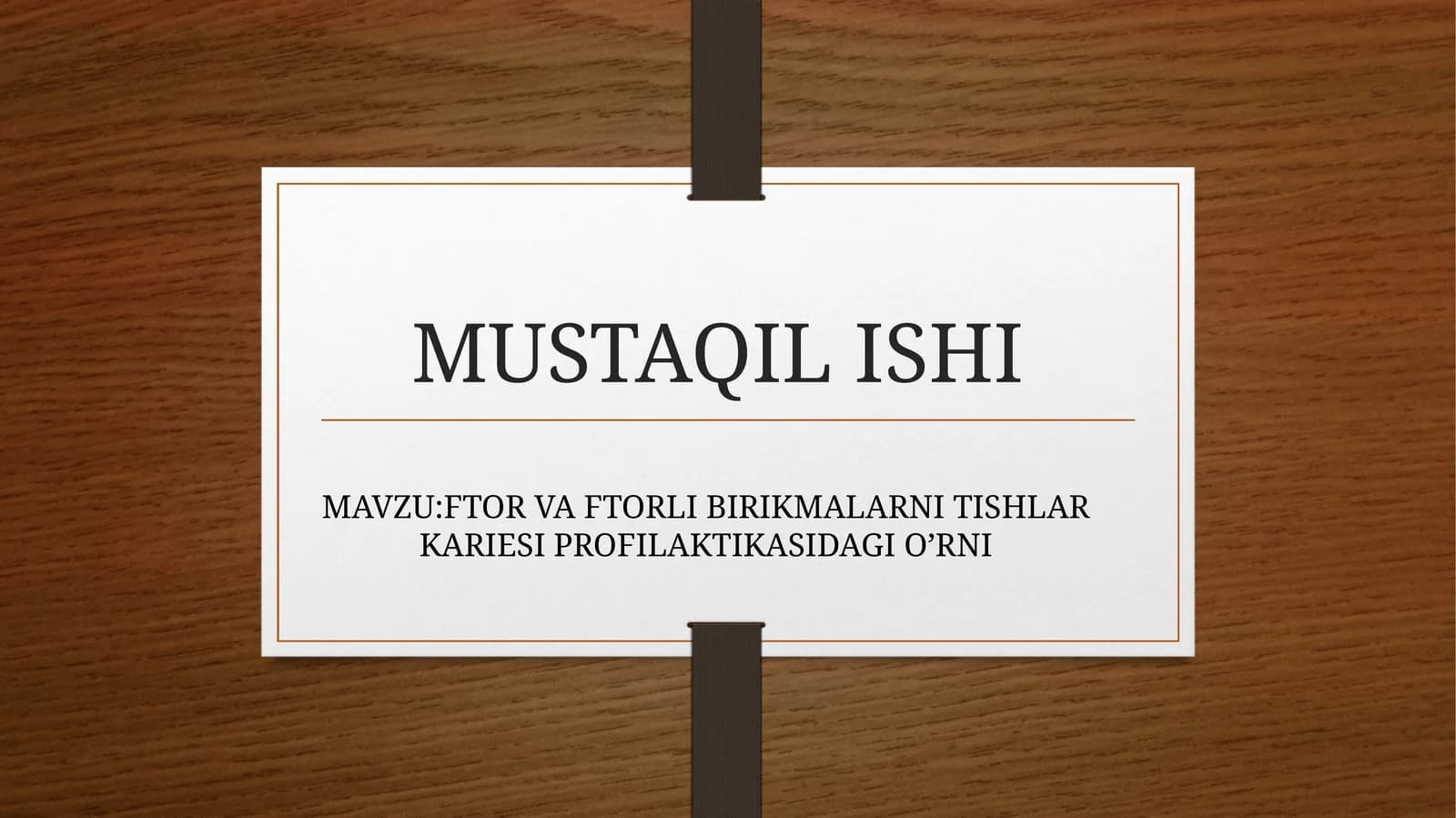 Ftor va Ftorli Birikmalarni Tishlar Kariesi Profilaktikasidagi O'rni