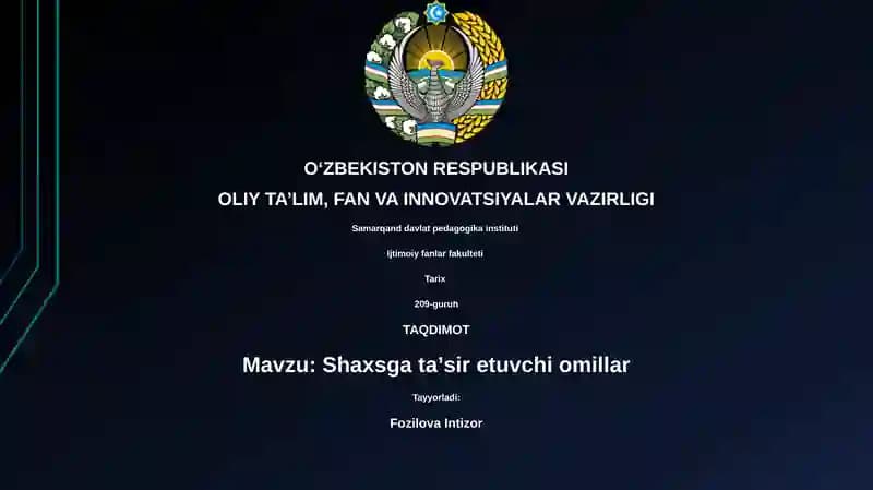 Shaxsga ta'sir etuvchi omillar