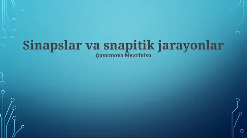 Sinapslar va snapitik jarayonlar