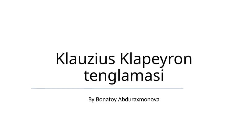Klauzius Klapeyron tenglamasi