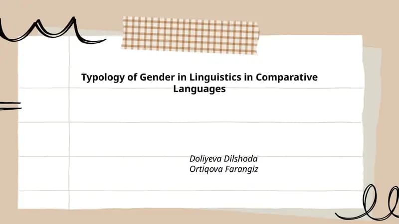 Typology of Gender in Linguistics in Comparative Languages
