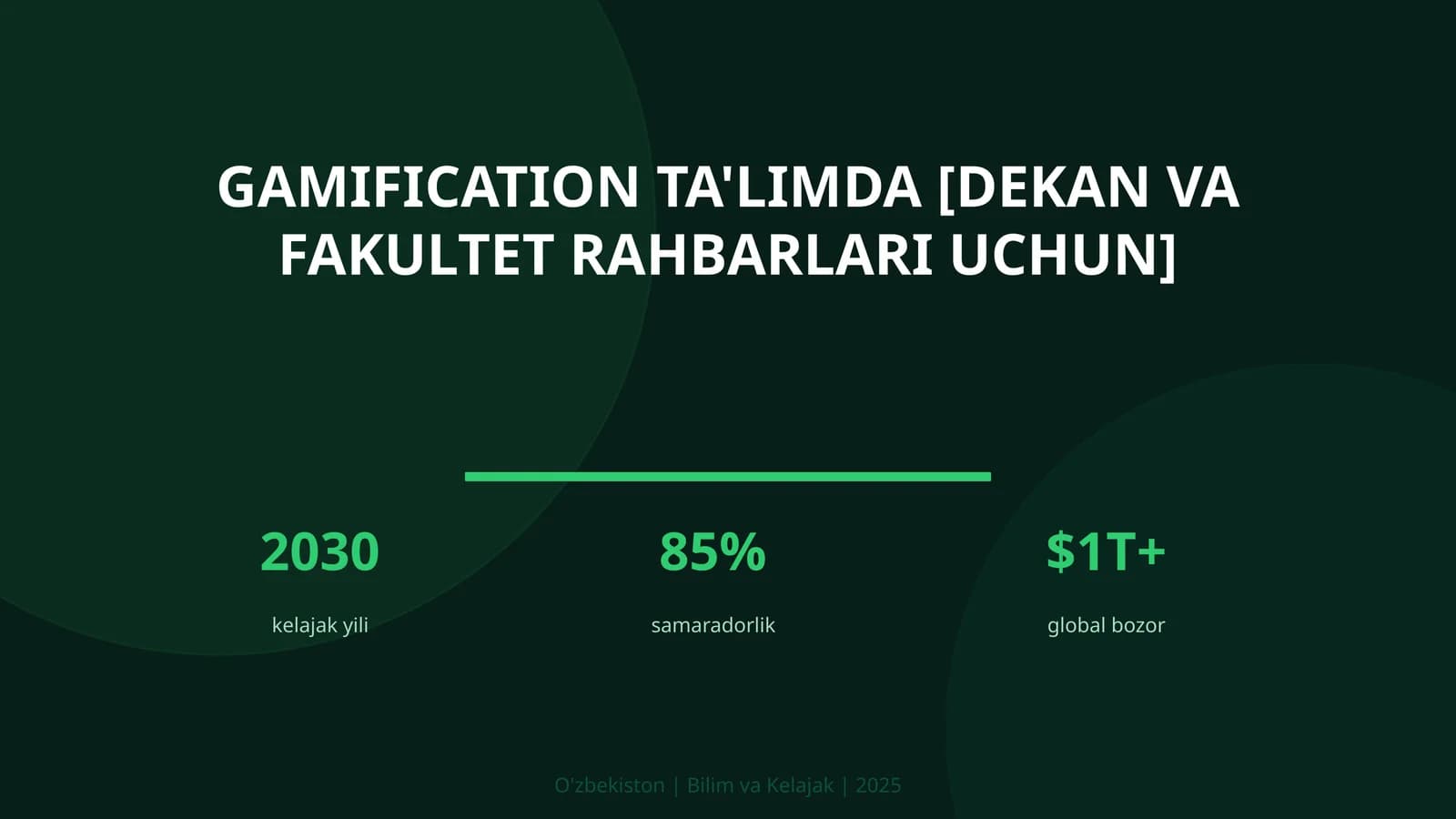 Gamification ta'limda [dekan va fakultet rahbarlari uchun]