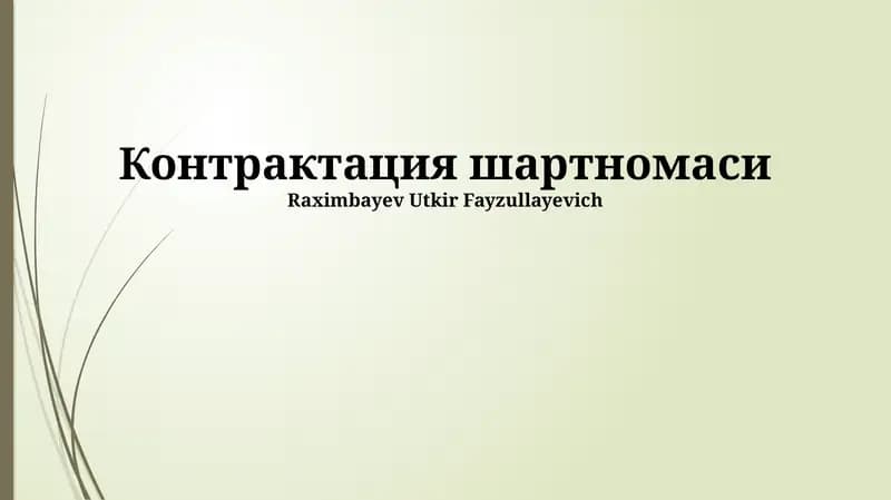 Shartnoma Tuzish Jarayoni
