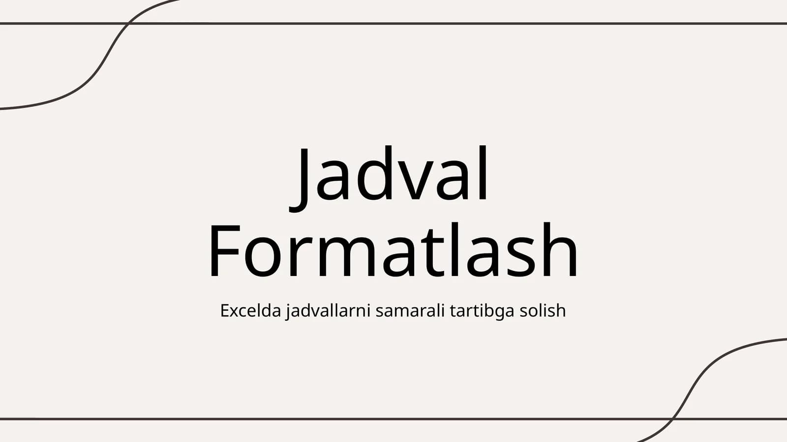 Jadval Formatlash