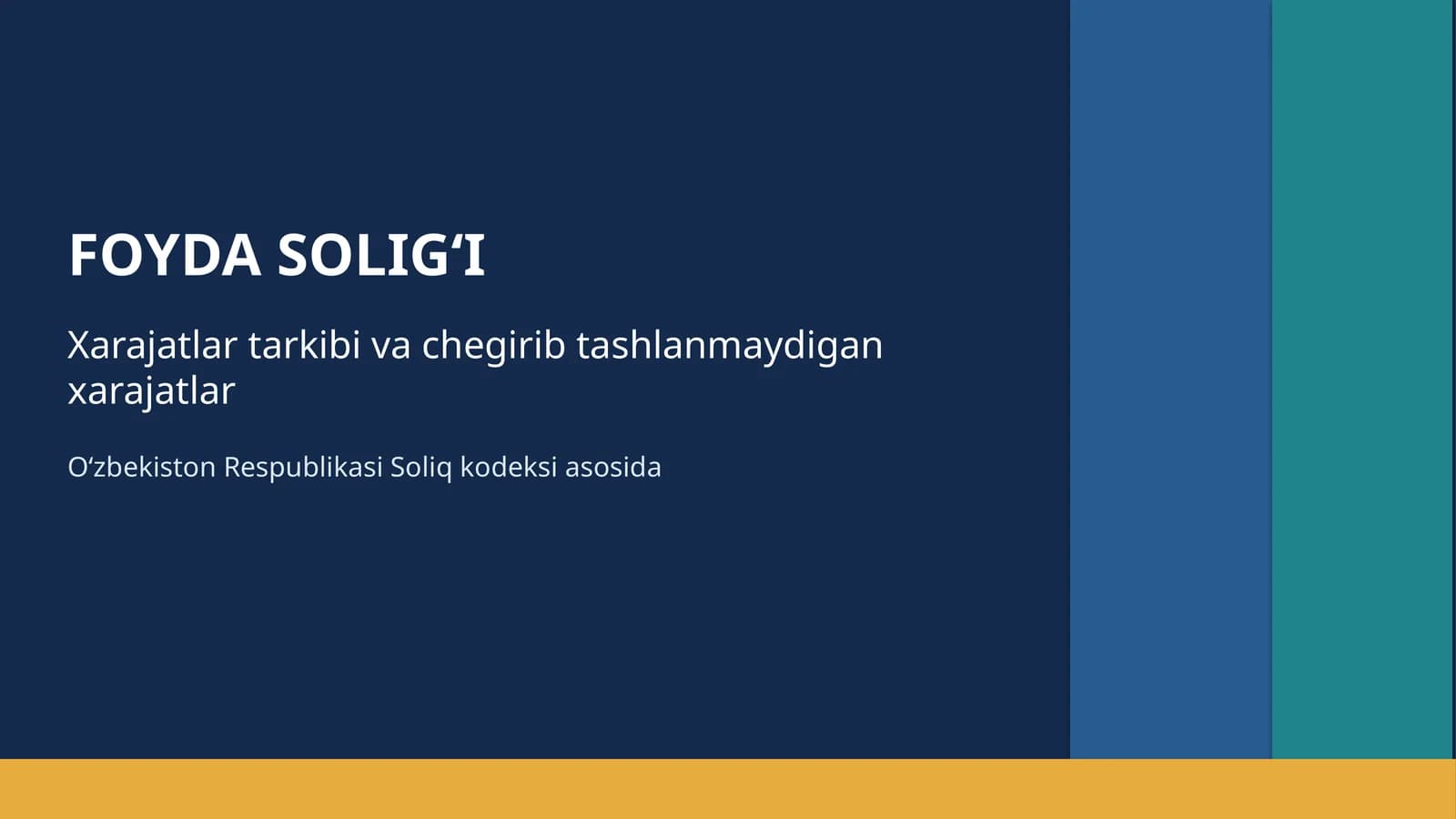 Foyda solig‘ining xarajatlar tarkibi hamda chegirib tashlanmaydigan xarajatlar