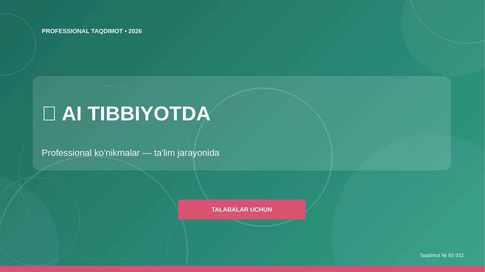 AI Tibbiyotda Professional Ko'nikmalar
