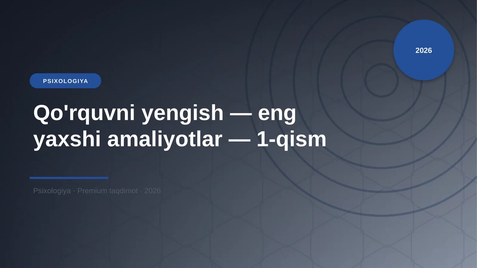 Qo'rquvni yengish — eng yaxshi amaliyotlar — 1-qism