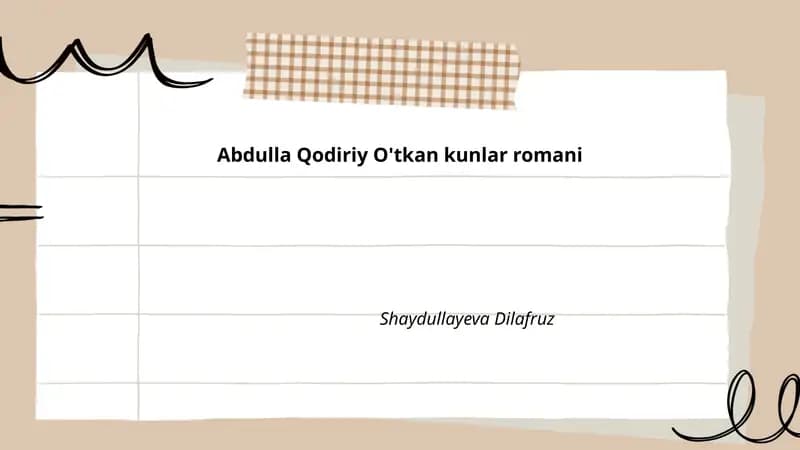 O'tkan kunlar romani