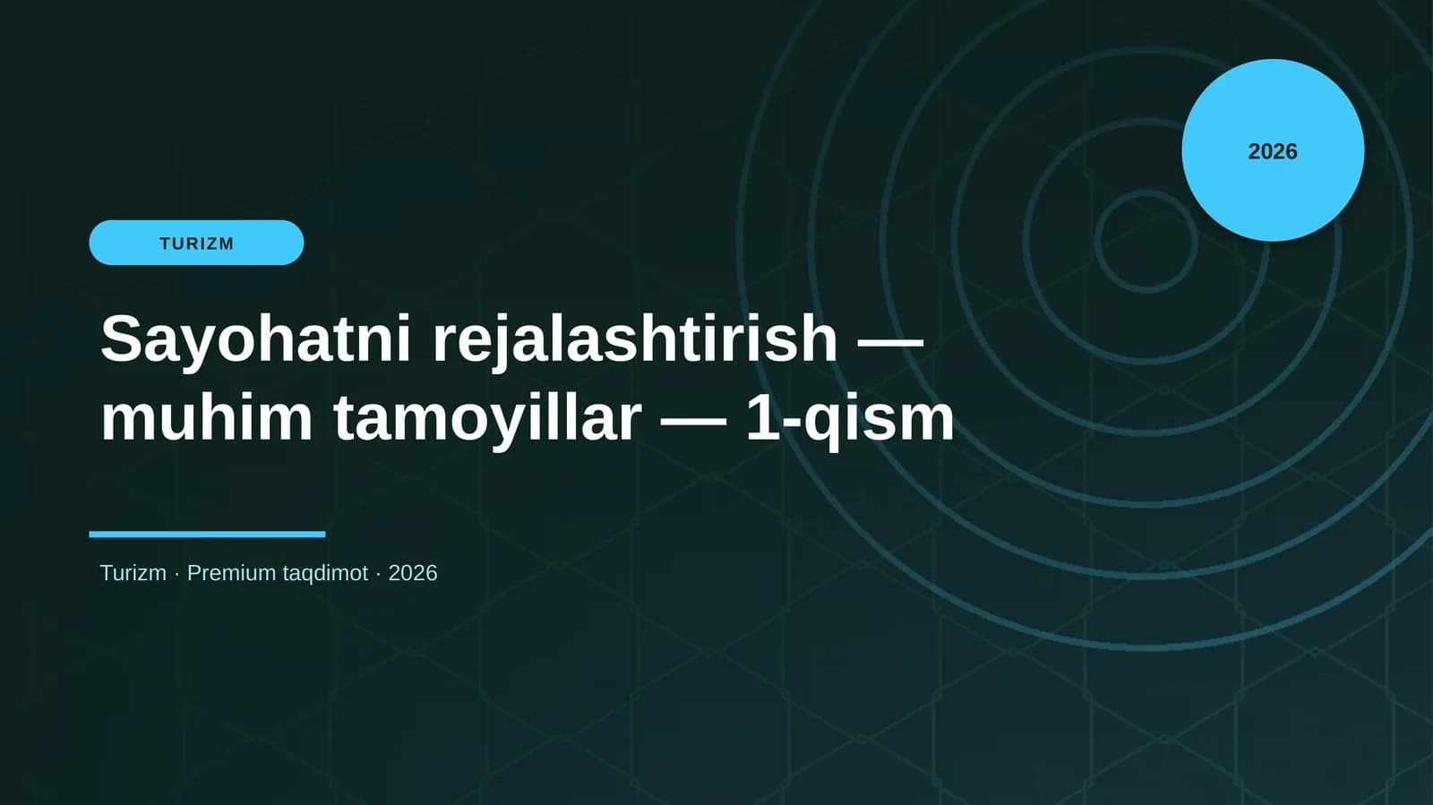 Sayohatni rejalashtirish — muhim tamoyillar — 1-qism