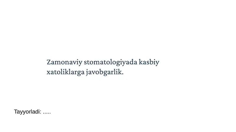 Zamonaviy Stomatologiyada Kasbiy Xatoliklarga Javobgarlik