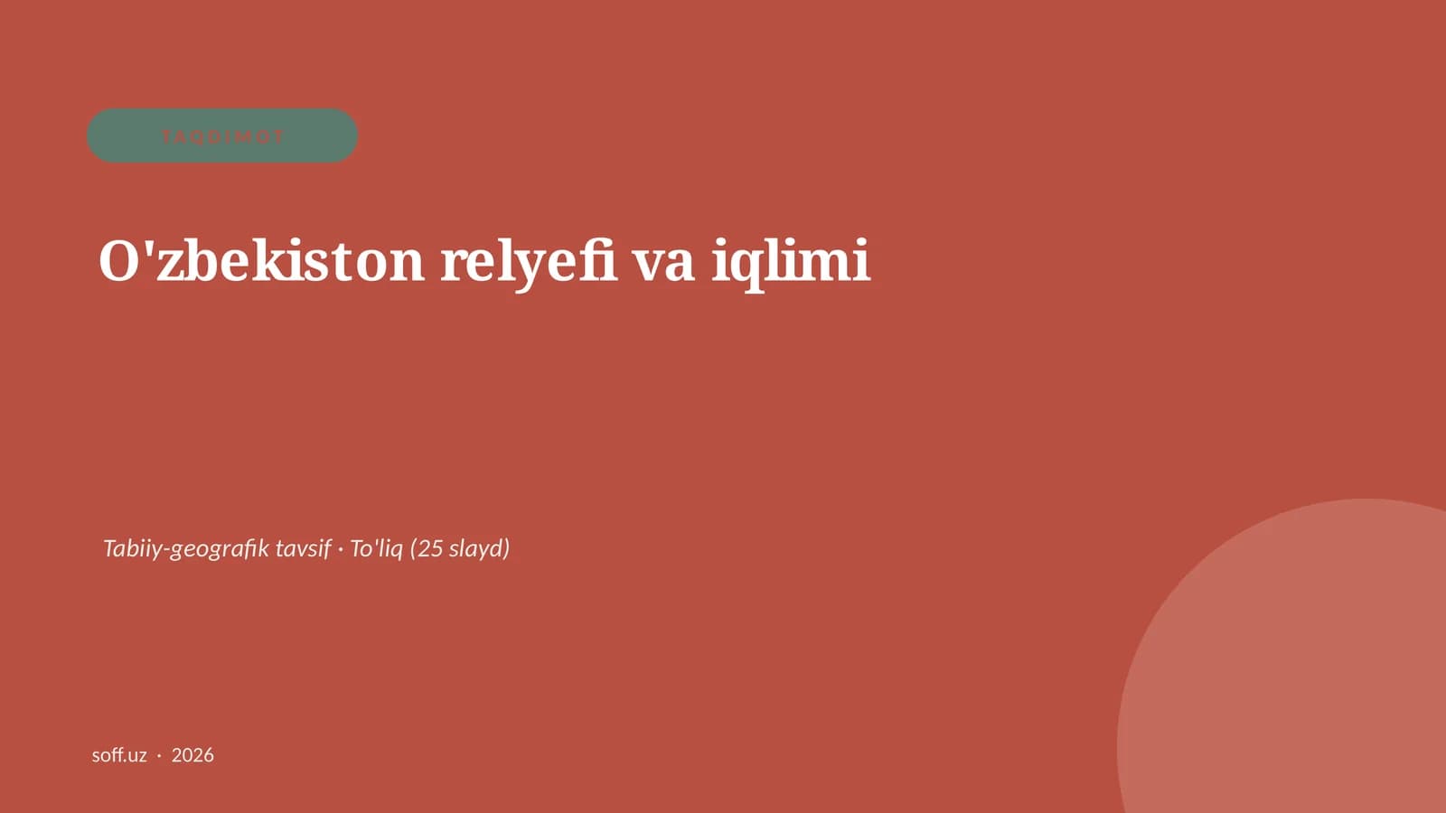 O'zbekiston relyefi va iqlimi