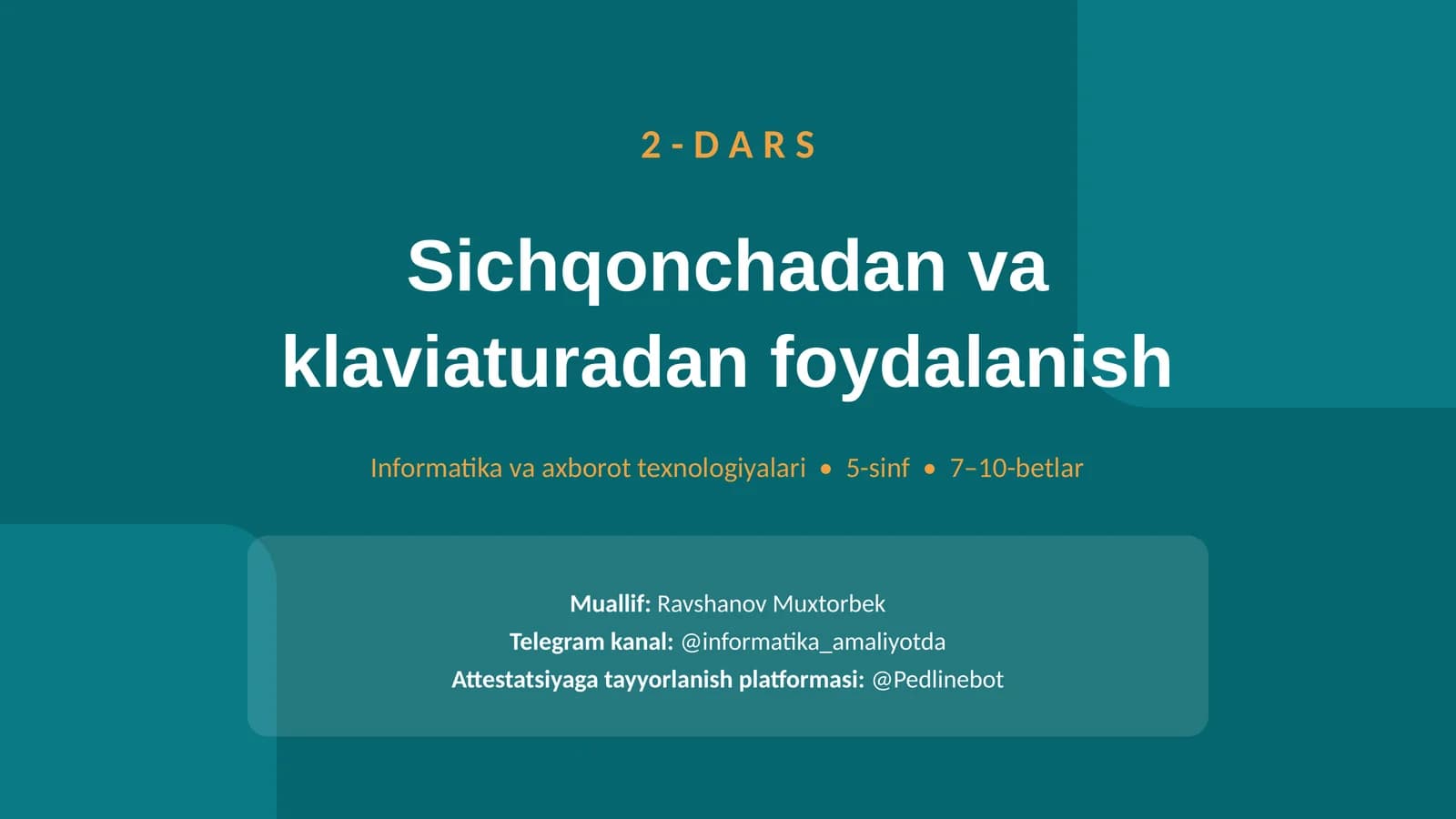 Sichqonchadan va klaviaturadan foydalanish