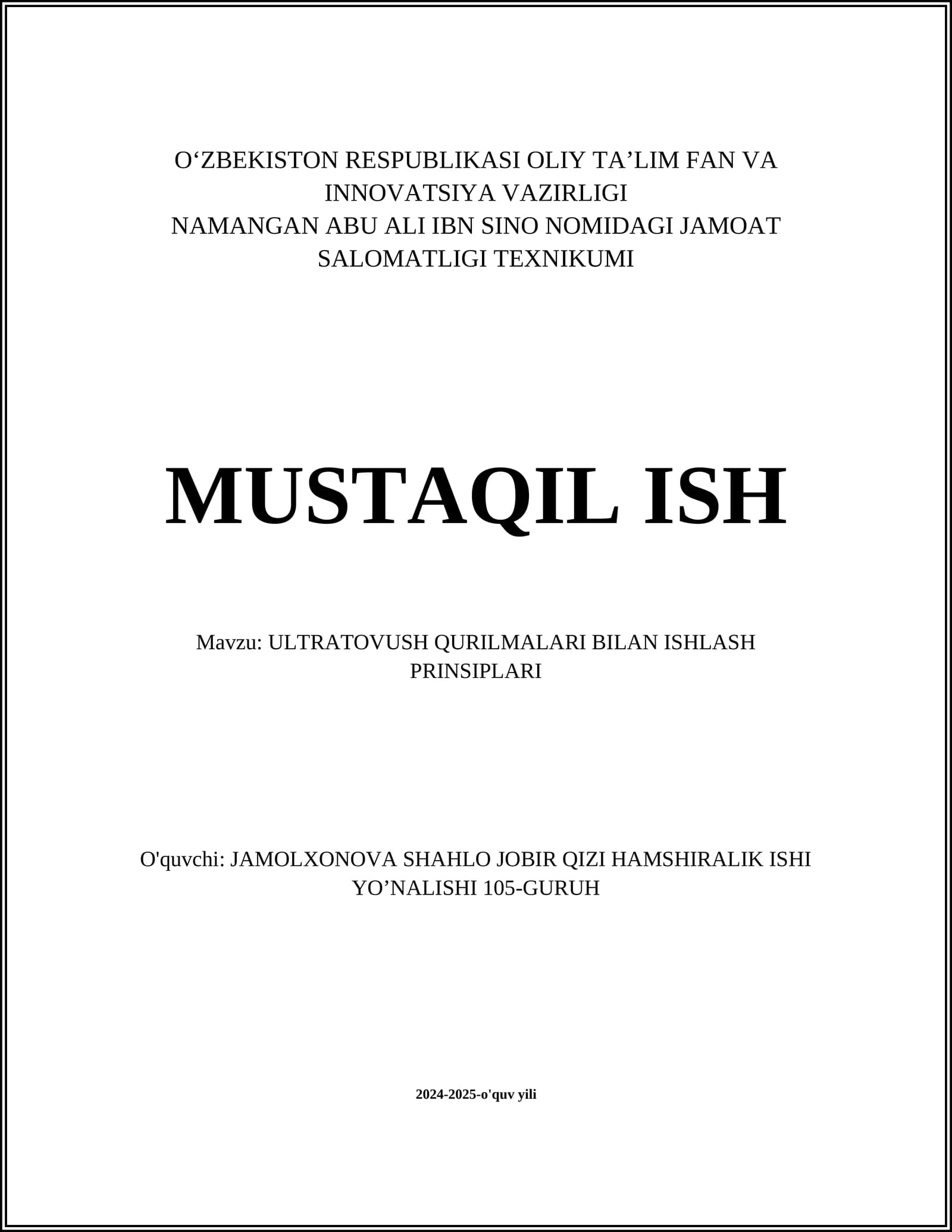 ULTRATOVUSH QURILMALARI BILAN ISHLASH PRINSIPLARI