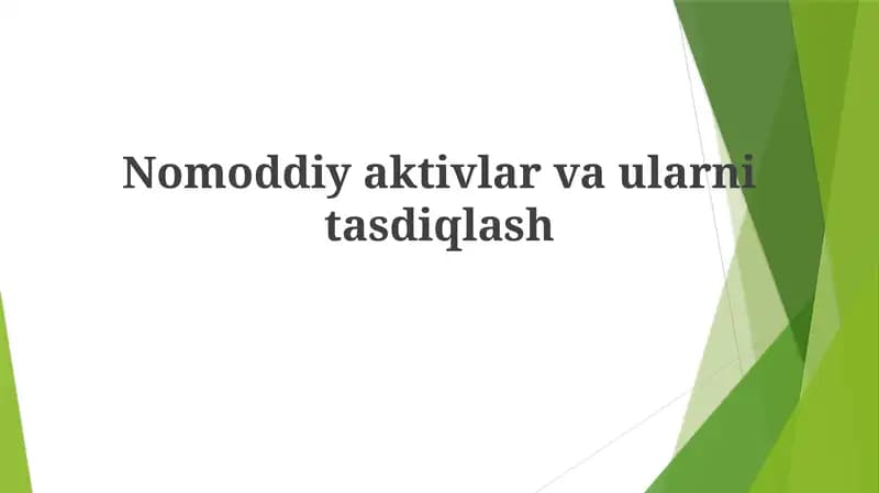 Qimmatli nomoddiy aktivların taşdiqalash
