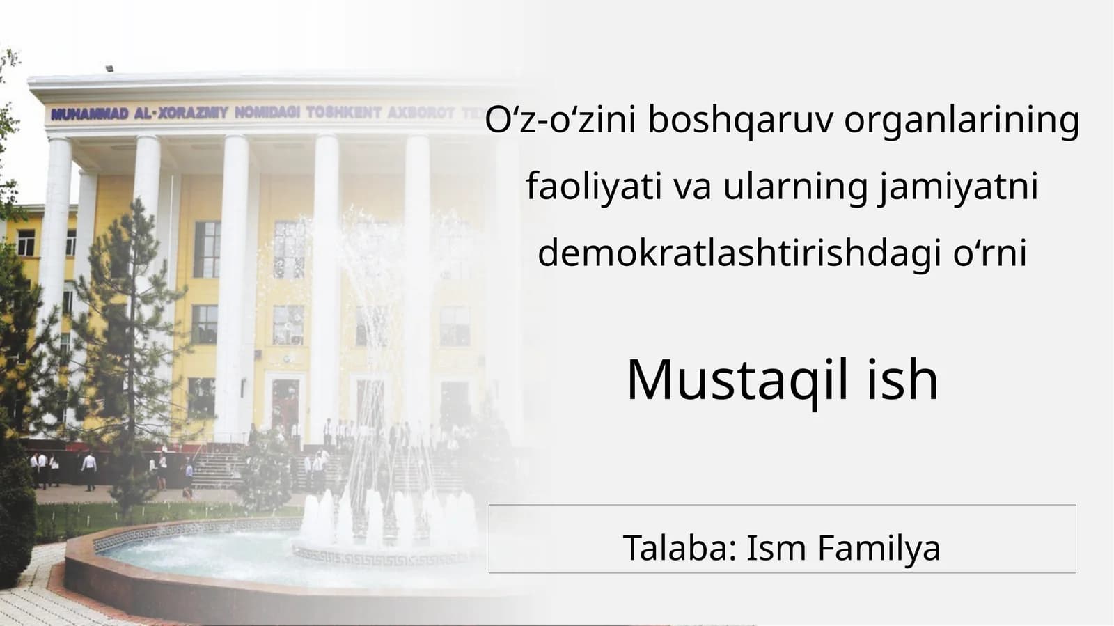 O‘z-o‘zini boshqaruv organlarining faoliyati va ularning jamiyatni demokratlashtirishdagi o‘rni