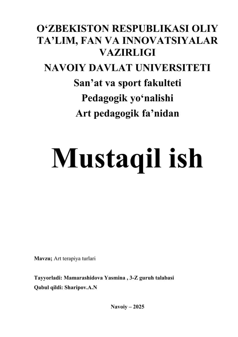 Art terapiya turlari