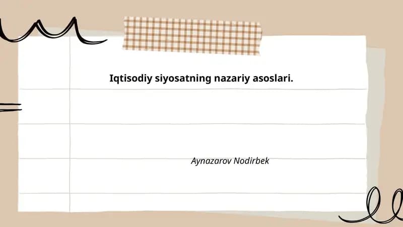 Iqtisodiy siyosatning nazariy asoslari