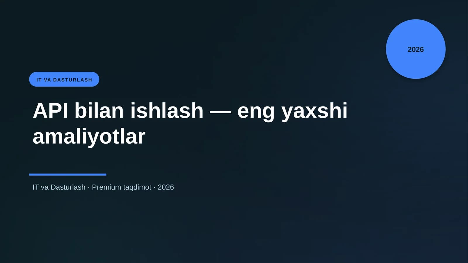 API bilan ishlash — eng yaxshi amaliyotlar