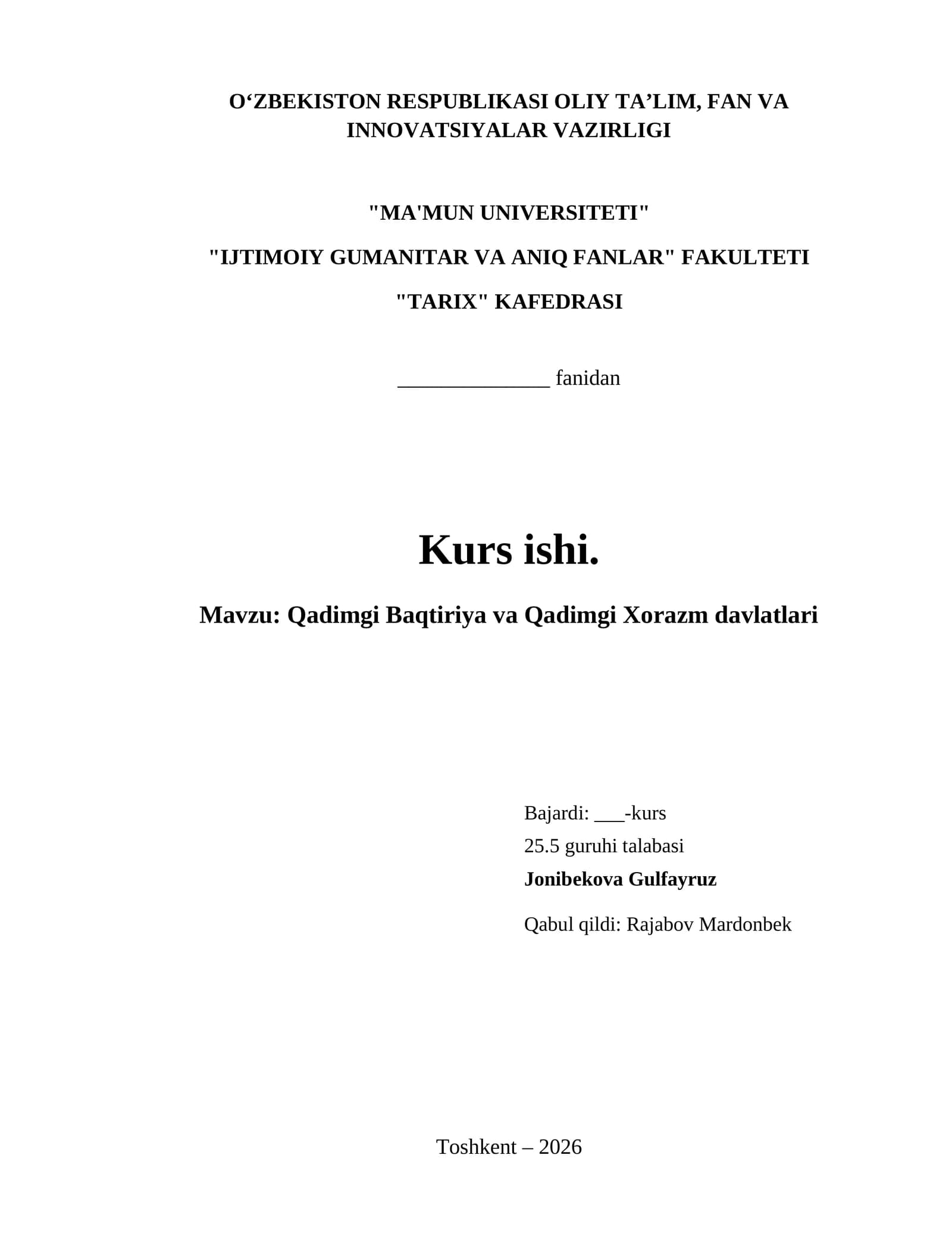 Qadimgi Baqtiriya va Qadimgi Xorazm davlatlari