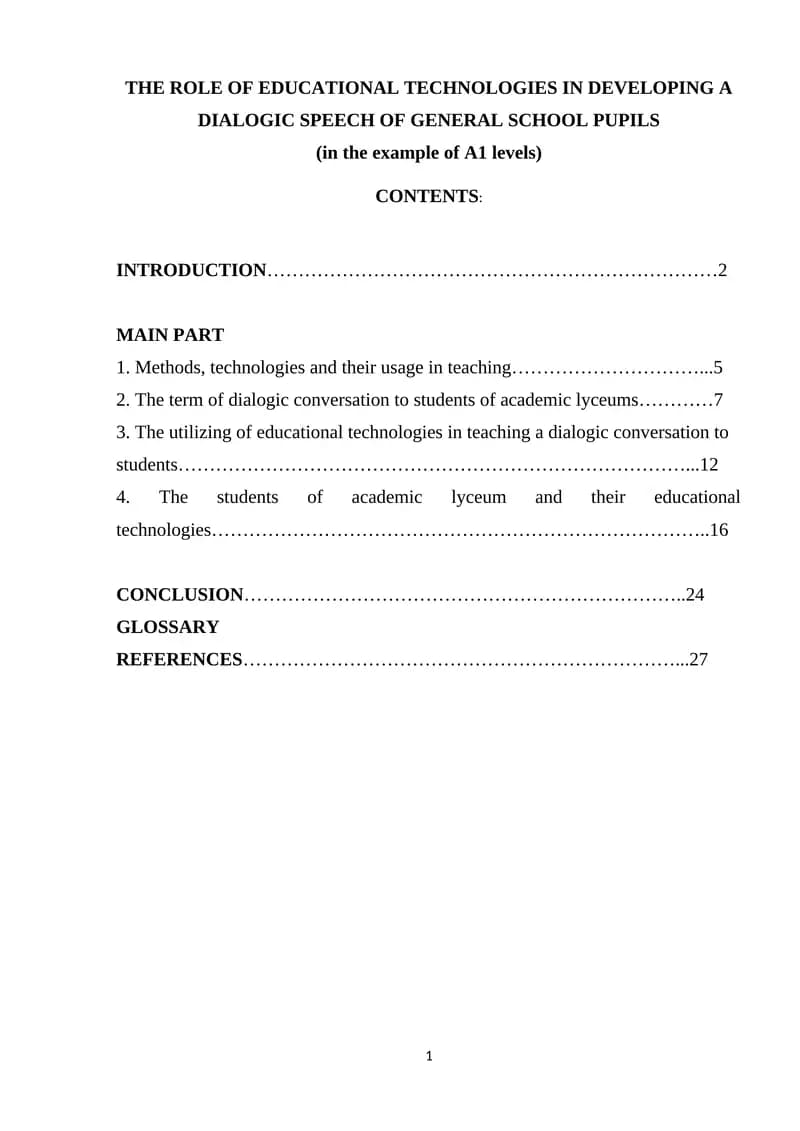 Educational Technologies in Developing a Dialogic Speech