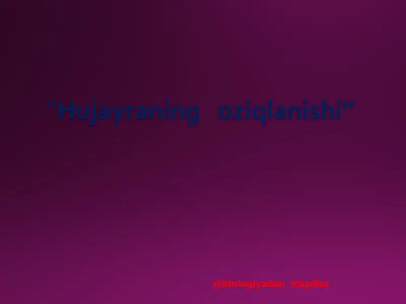 Biologiyadan o'yinlar