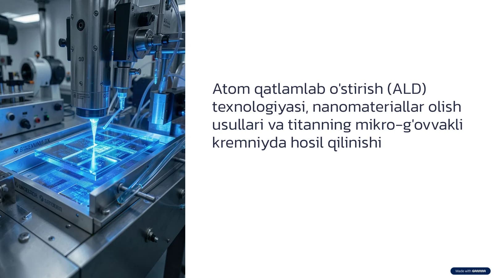 Atom qatlamlab o'stirish (ALD) texnologiyasi, nanomateriallar olish usullari va titanning mikro-g'ovvakli kremniyda hosil qilinishi